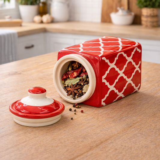 Crimson Keep Ceramic Jar