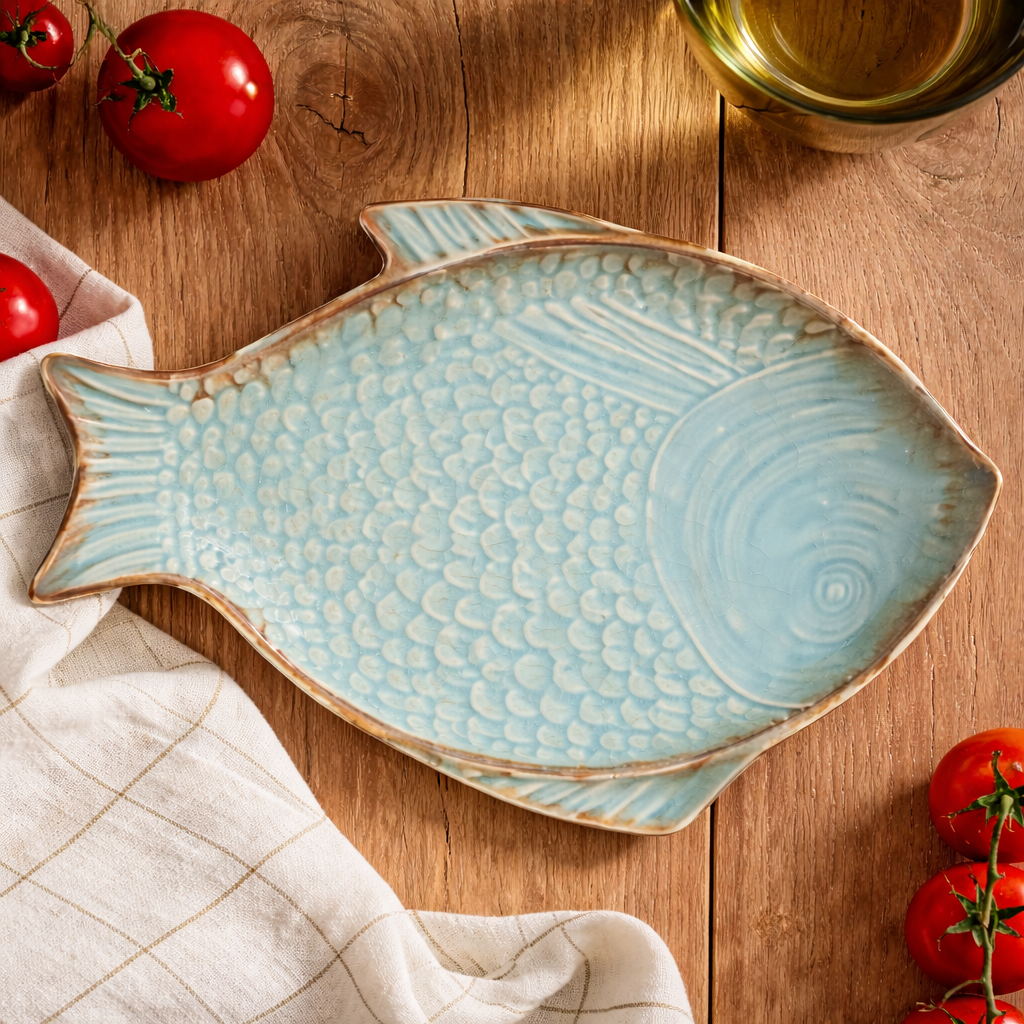 Aqua Fin Ceramic Platter