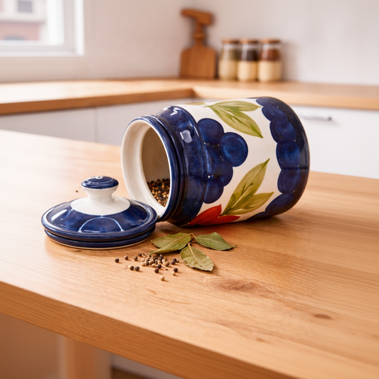 Blue Orchard Storage Jar