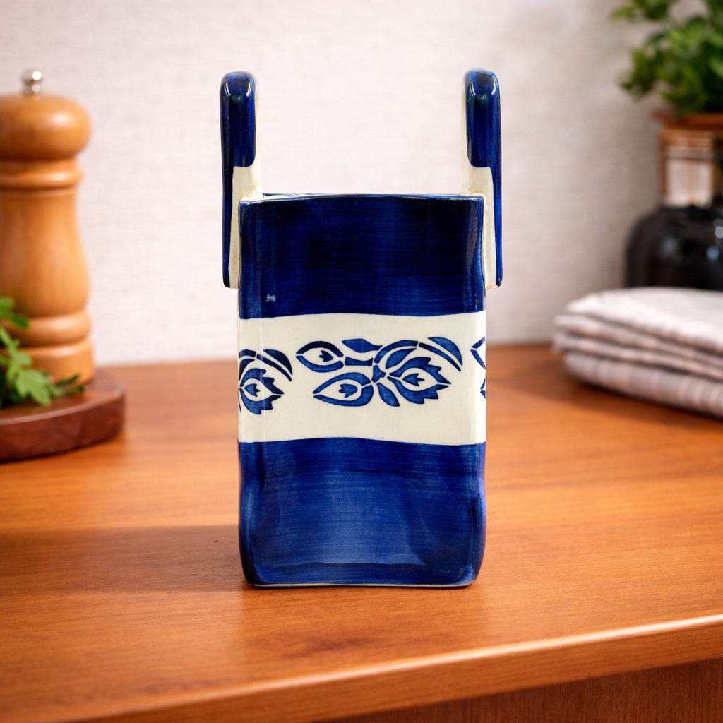 Blue Crest Ceramic Tote