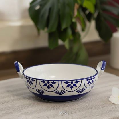 Set of 3 Blue Blossom Handcrafted Serving Bowl