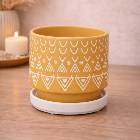 Saffron Geo Ceramic Planter
