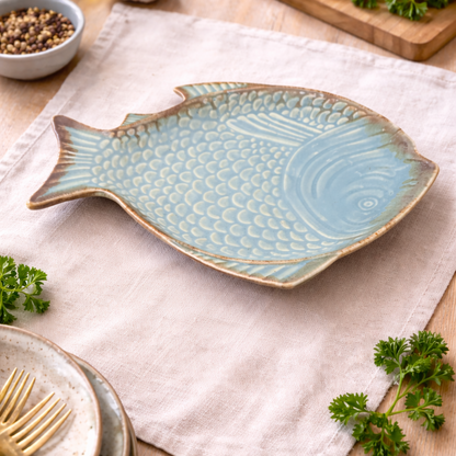 Aqua Fin Ceramic Platter