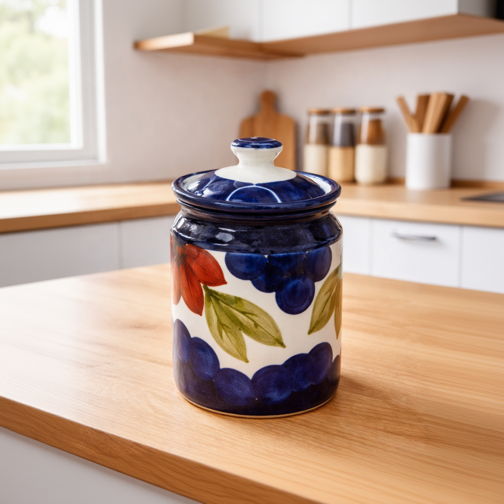 Blue Orchard Storage Jar
