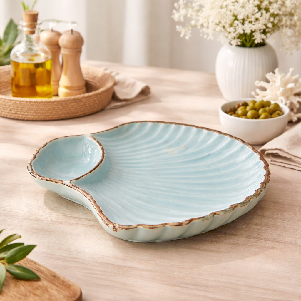 Coastal Plume Ceramic Platter