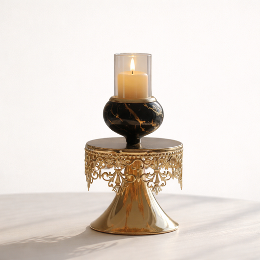 Regalia Noir Marble Candle Pedestal