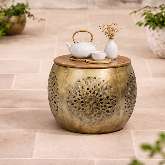 Golden Lattice Stool