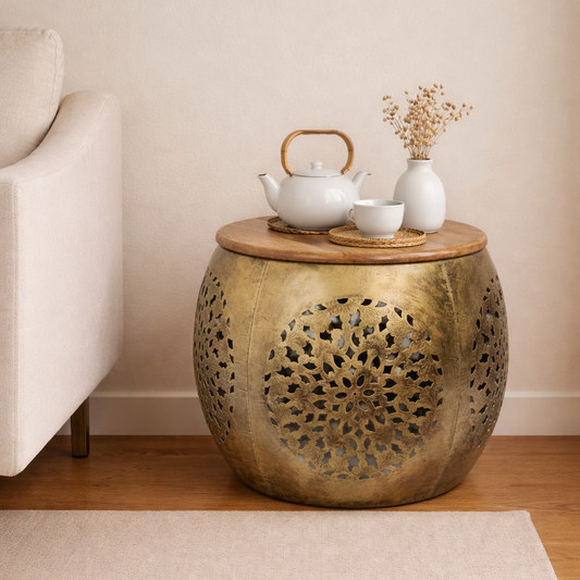 Golden Lattice Stool