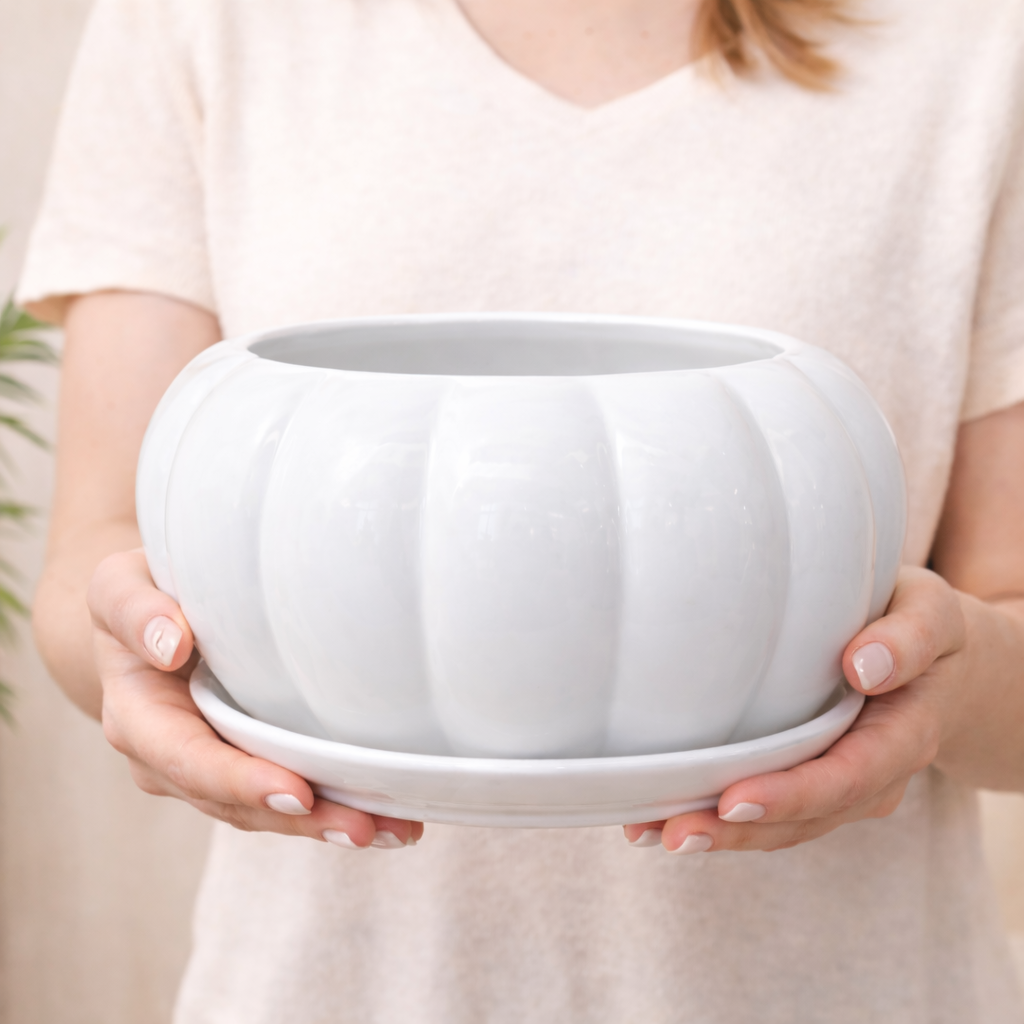 Ivory Bloom Bowl Planter