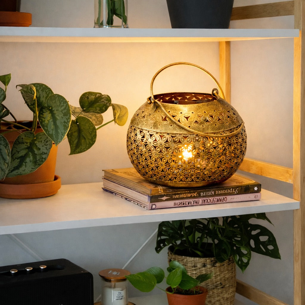 Gilded Lattice Lantern